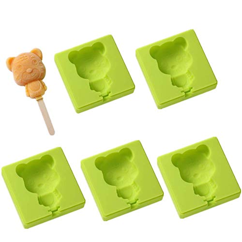 Gogh Paquete de 5 Popsicle Juego de moldes con Tapas y 100 Palillos, estallido del Hielo del Molde del Polo de Hielo moldes de Grado alimenticio Material BPA Libre, patrón Opcional,Tiger