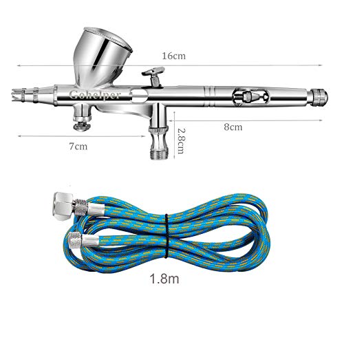 Gohelper Mini Kit Aerógrafo modelismo Profesional Airbrush Doble Acción con limpieza 0.2 0.3 0.5 Boquillas Agujas pistola Aerógrafo para reposteria,pintura,maquillaje facial,uñas,Manicure Cake