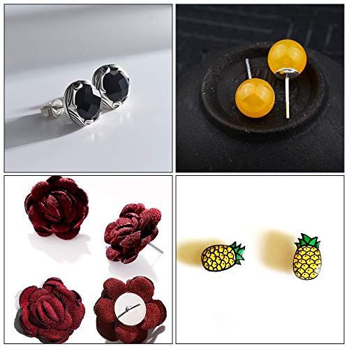 GOLRISEN 100 pares Postes de Pendientes de Acero Inoxidable con Tuercas de Mariposa,Hipoalergénico,Aretes para Mujer y Hombre,6mm y 8mm Redondos en Blanco DIY Material para Hacer Pendientes Originales