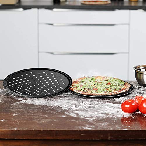 GOODGDN 2pcs moldes para Hornear Pizza, Utensilios para Hornear antiadherentes, Molde para Pizza con Agujeros, Bandeja Profesional para Hornear Pizza de Corteza crujiente Redonda de 32 cm