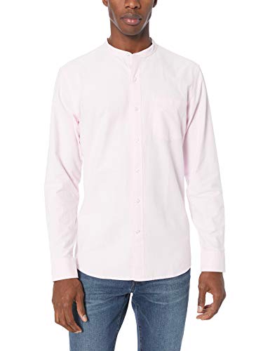 Goodthreads – Camisa Oxford de manga larga con cuello en banda de corte estándar para hombre, Rosa (Pink Pin), US M (EU M)