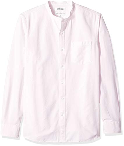 Goodthreads – Camisa Oxford de manga larga con cuello en banda de corte estándar para hombre, Rosa (Pink Pin), US M (EU M)