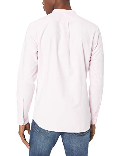 Goodthreads – Camisa Oxford de manga larga con cuello en banda de corte estándar para hombre, Rosa (Pink Pin), US M (EU M)