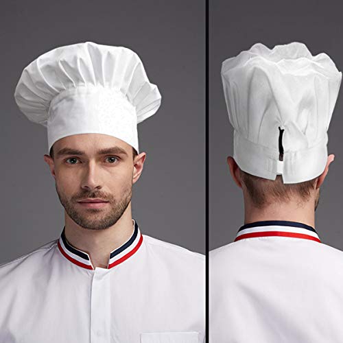 gorro de chef ajustable para adultos con elástico para cocinar, cocinar, cocinar, gorro de chef blanco