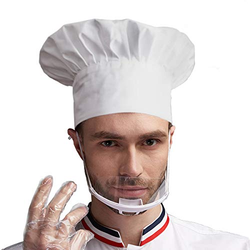 gorro de chef ajustable para adultos con elástico para cocinar, cocinar, cocinar, gorro de chef blanco