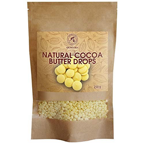 Gotas de Manteca de Cacao 250g - Theobroma - Manteca de Cacao/Grado Alimenticio - Manteca de Cacao Cruda - Cacao Nibs - Raw Sin Refinar Manteca de Cacao - Pastillas Hornear - Antioxidantes