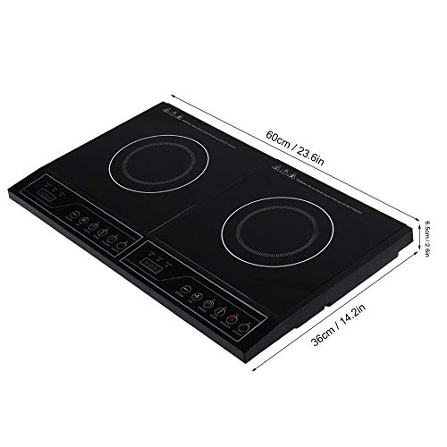 GOTOTO 220V / 3400W Cocina doméstica Cocina eléctrica de Doble inducción Panel táctil Cocina de inducción Enchufe de la UE