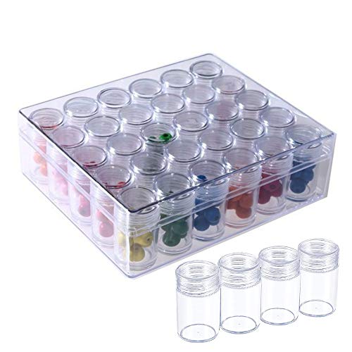 gotyou Caja de Plástico Transparente,Caja de Almacenamiento de Bordado de Diamantes,30-Grid Botella Transparente Contenedor de Almacenamiento de Plástico,Caja de Almacenaje con Clavo, Diamante,Joyas