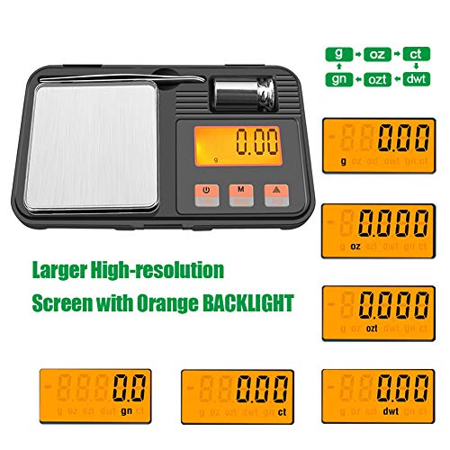 GPISEN Báscula Digitales de Precisión,Balanzas de Portátiles, Báscula de Joyería,con Pantalla LCD,Acompañado por 50g Peso de calibración,Función de Tara, para Cocinar, Café-200g x 0.01g