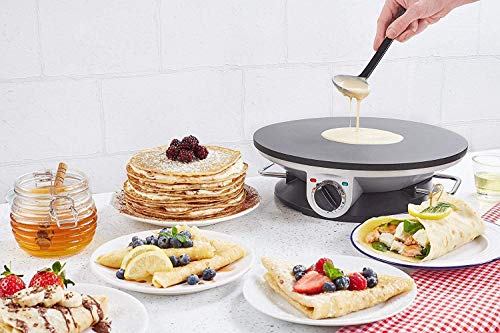 Gpzj Máquina de Crepe para Hacer panqueques, Olla eléctrica Antiadherente Pancak, Control de Temperatura Ajustable, 1200 W