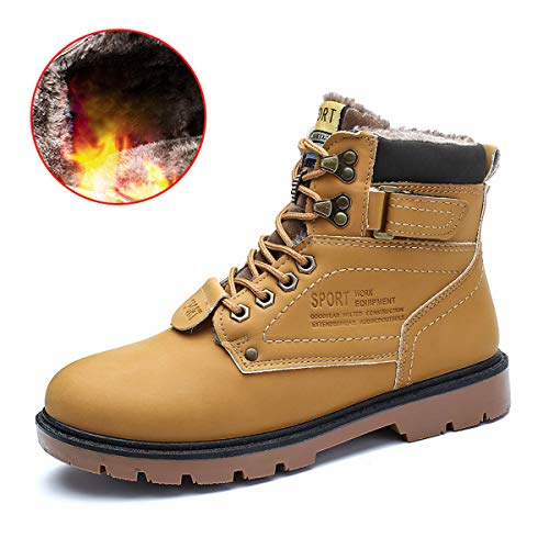 gracosy Hombre Botas de Nieve Invierno Trekking Zapatos 2020 Calientes Sneakers Antideslizante Botines Al Aire Libre Senderismo Cordones Negro,Talla pequeña