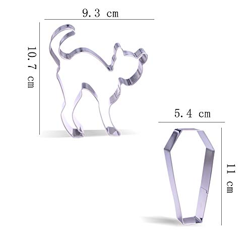 Grande Moldes Para Galletas Halloween - 7 Pieza - Fantasma, Gato asustado, Cráneo, Murciélago, Ataúd, Calabaza, Sombrero de bruja - Acero Inoxidable