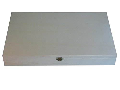 greca Caja de Madera. Interior con departamentos para Colecciones. En Crudo, para Decorar. Medidas (Ancho/Fondo/Alto): 45 * 28 * 6 cm. Medidas de Cada cuadrícula: 5 * 4 * 5 cm.