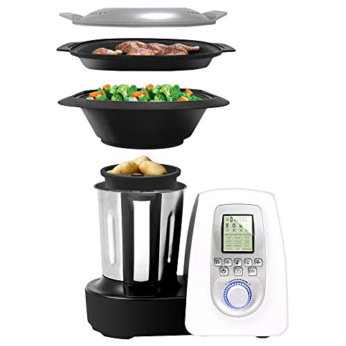 GRIDINLUX. Robot de cocina Multifunciones. 10 Velocidades, Jarra de Acero Inoxidable, 19 Programas, Seguridad MaxControl, Accesorios y Recetario, Cocina Chef Memory