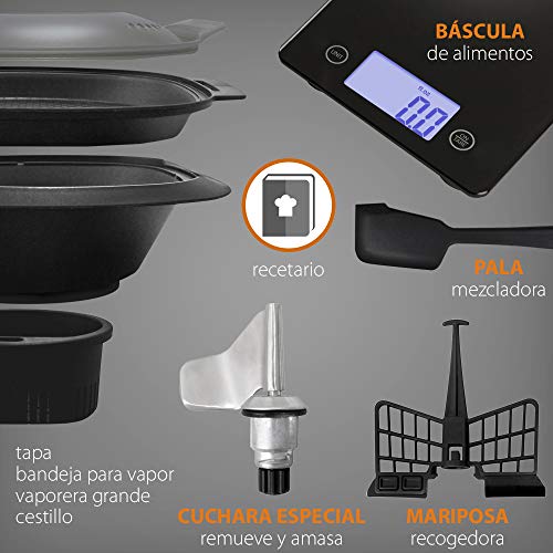 GRIDINLUX. Robot de cocina Multifunciones. 10 Velocidades, Jarra de Acero Inoxidable, 19 Programas, Seguridad MaxControl, Accesorios y Recetario, Cocina Chef Memory