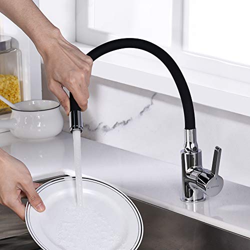 GRIFEMA Irismart - Grifo monomando cocina, mezclador de fregadero con caño flexible, Cromo