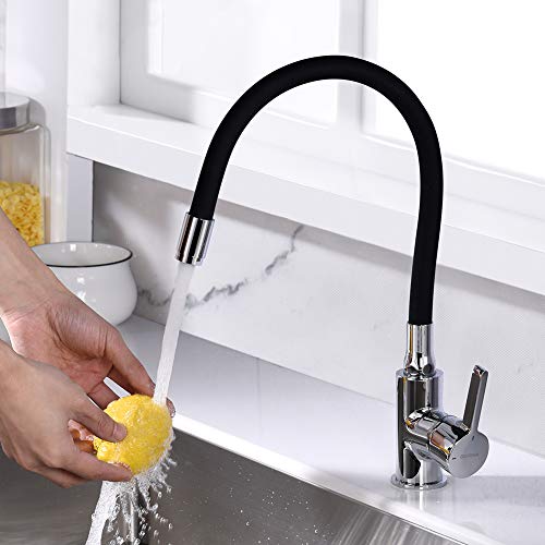 GRIFEMA Irismart - Grifo monomando cocina, mezclador de fregadero con caño flexible, Cromo