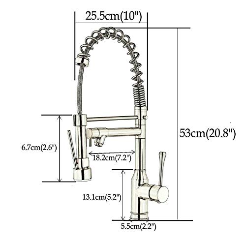 Grifo de cocina de arco alto profesional con caño giratorio, grifo monobloque estilo comercial con boquilla funcional doble abatible, bronce aceitado, Beelee BL7091B