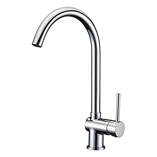 Grifo mezclador monomando para fregadero de cocina, monobloc mezclador de grifos de cocina, caño giratorio de alto arco, 810285-chrome, talla única