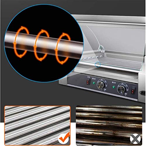 Grill eléctrico salchicha perro parrilla caliente, for el 7 de rollo de acero inoxidable perro caliente horno de mantenimiento, salchicha Grill, con tapa, de grado comercial 1200W Salchicha Salchicha