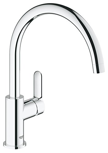 Grohe BauEdge - Grifo de cocina monomando para instalación en un solo agujero con caño alto giratorio en un ángulo de 360° (Ref. 31367000)