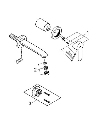 Grohe Eurostyle Cosmopolitan - Grifo de lavabo mural 1/2" Tamaño S, color cromo (Ref.19571002)