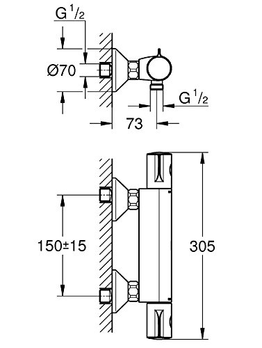 Grohe Grohtherm 800 - Termostato de ducha, tecnología termostática para un control de temperatura preciso (Ref. 34558000)