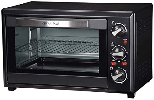 Grunkel - HR-28N RM - Horno eléctrico multifunción de sobremesa de 28l con 3 funciones de calor y selector de temperatura hasta 230ºC. Temporizador hasta 60 min - 1600W - Negro