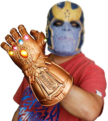 Guante de los Vengadores con Luces led, Guantele Thanos Vengadores 4 Final del Juego Iron Man Infinity Gauntlet Hulk Thanos Capitán América Thor Cosplay con 2 pilas recambio