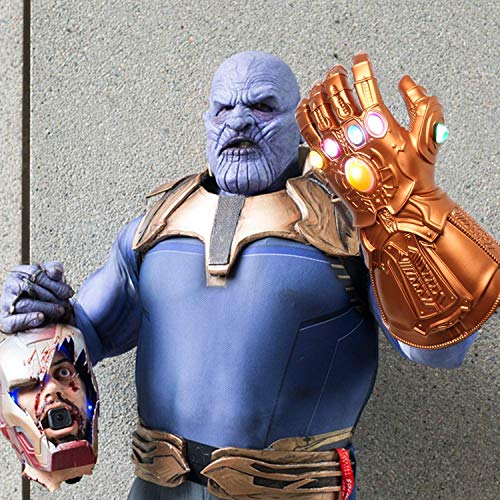 Guante de los Vengadores con Luces led, Guantele Thanos Vengadores 4 Final del Juego Iron Man Infinity Gauntlet Hulk Thanos Capitán América Thor Cosplay con 2 pilas recambio