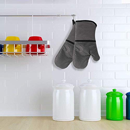 Guantes de Horno,Guantes de Horno de Cocina con Silicona,Guantes de Barbacoa Guantes para Hornear Resistentes al Calor hasta 500 °F,Algodón Antideslizante para Cocinar,Asar,Hornear,Barbacoa,1 par