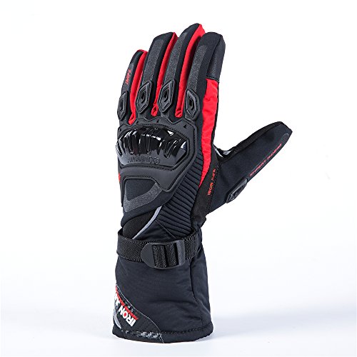 Guantes de Motos Invierno cálido Impermeable Guantes de protección contra el Viento Guantes Impermeables Luvas Modelos de actualización Puede Pantalla táctil (M, Rojo)