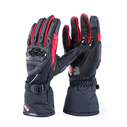 Guantes de Motos Invierno cálido Impermeable Guantes de protección contra el Viento Guantes Impermeables Luvas Modelos de actualización Puede Pantalla táctil (M, Rojo)