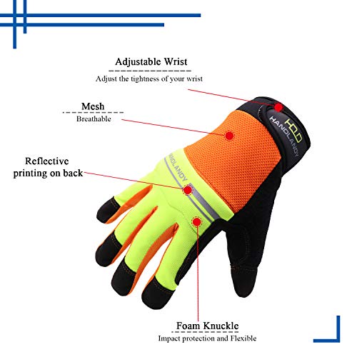 Guantes de trabajo ligeros, guantes de trabajo multifuncionales para hombre y mujer con protección extensiva de la palma, guantes de construcción de construcción de jardinería con pantalla táctil (XL)