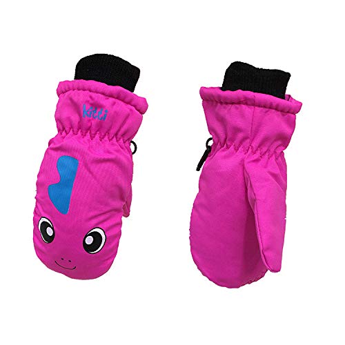 Guantes de trabajo Niños pequeños bebés y bebés pequeños - Guantes impermeables de invierno para 3 a 5 años (Color : Rose red, Size : XS)