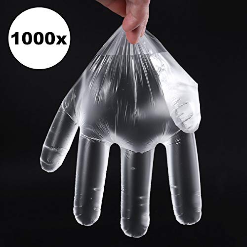 Guantes Transparentes Desechables,ZUZER 1000pcs Guantes Desechables Ecologicos Guantes de Plástico Alimentos para el Hogar Cocina Restaurante Industrial Médicos