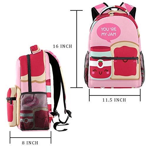 Guarderia Mochila Escolar Mermelada de Pan Linda Mochila para niños, Mini Gracioso Bolsa para la Escuela 29.4x20x40cm