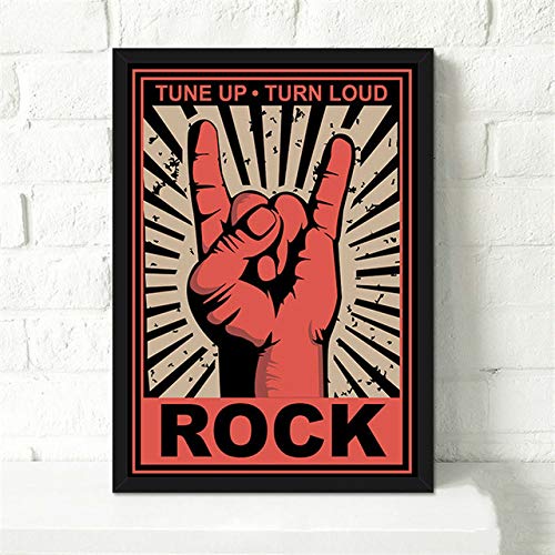 Guitar Rock Violin Poster Record Vintage Canvas Painting Frameless Cafe Living Room Music Bar Decoración Mural 60x80cm