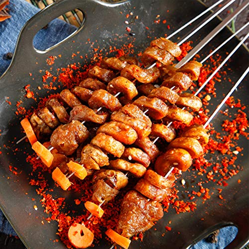 GWHOLE 12 Piezas Pinchos para Barbacoa 39cm de Acero Inoxidable, Brochetas para Asada de Carne Verdura Marisco, Kebab