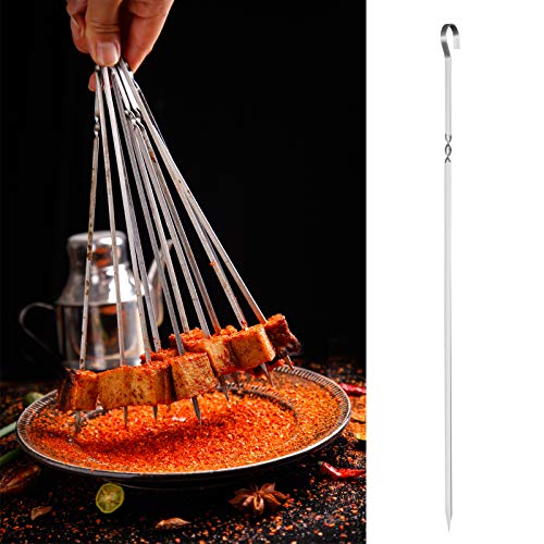 GWHOLE 12 Piezas Pinchos para Barbacoa 39cm de Acero Inoxidable, Brochetas para Asada de Carne Verdura Marisco, Kebab