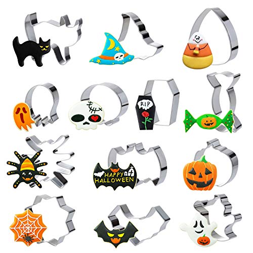 GWHOLE 13 piezas Galletas Moldes Halloween Cortadores Halloween de Galletas de Acero Inoxidable para Chuches Galletas Cookies Fondant Pasteria Halloween