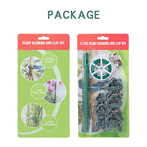 GWHOLE 31 Piezas Set de Clips para Plantas Incluye Pinza de Jardín Bridas para Plantas Alambre de Atar Soporte para Plantas Flores