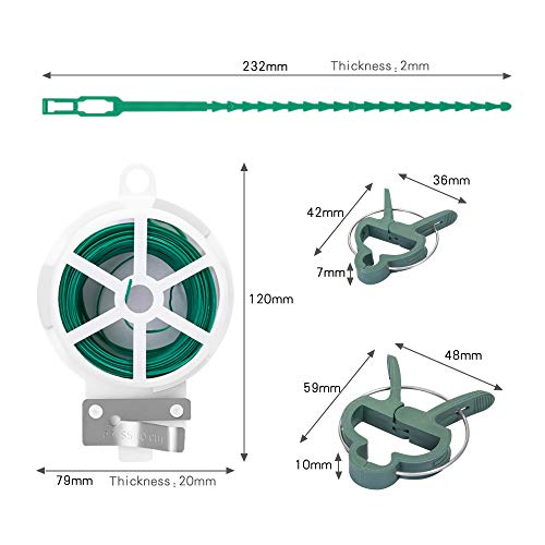 GWHOLE 31 Piezas Set de Clips para Plantas Incluye Pinza de Jardín Bridas para Plantas Alambre de Atar Soporte para Plantas Flores