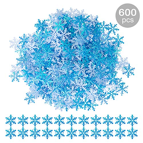 GWHOLE 600 Unidades Confeti Copo de Nieve Azul Decoración Materiales para Navidad Boda Fiestas Adornos Globo Festivo