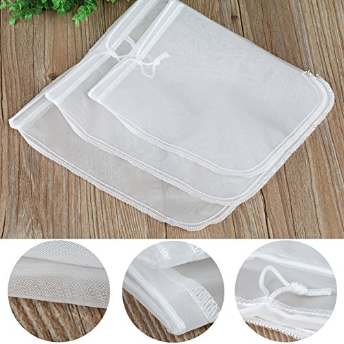 GWHOLE Tuerca Bolsa de leche Filtro de malla de nylon fuerte para almendras, coco, yogur griego, leche de soja, frutas y verduras, 20x25cm, 25x30cm, 30x30cm