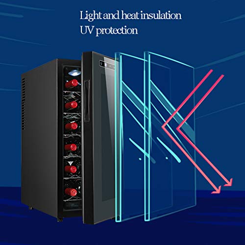 GXFC 12 Botella Vinoteca - Funcionamiento silencioso Nevera termoeléctrico de Vino Refrigerador Independiente pequeño Enfriador de Vino - Pantalla de Temperatura Digital del Panel táctil