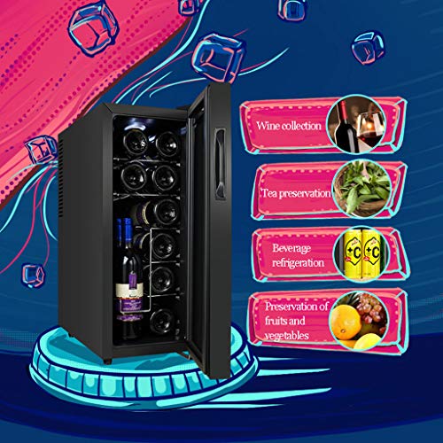 GXFC 12 Botella Vinoteca - Funcionamiento silencioso Nevera termoeléctrico de Vino Refrigerador Independiente pequeño Enfriador de Vino - Pantalla de Temperatura Digital del Panel táctil