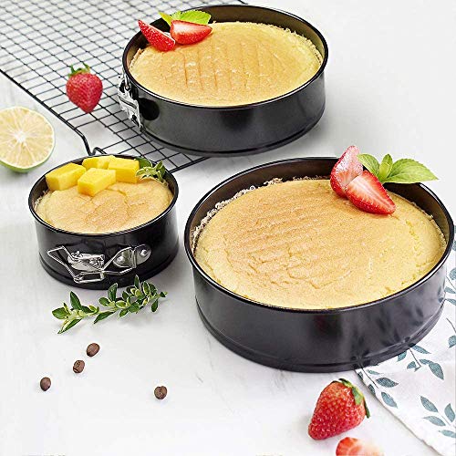 Gxhong Moldes para Pasteles, Redondo Spring Forma Set, Molde para Hornear con Revestimiento Antiadherente, Molde para Pastel con Fondo Plano - 3 tamaños Contiene 4"/ 7" / 9"