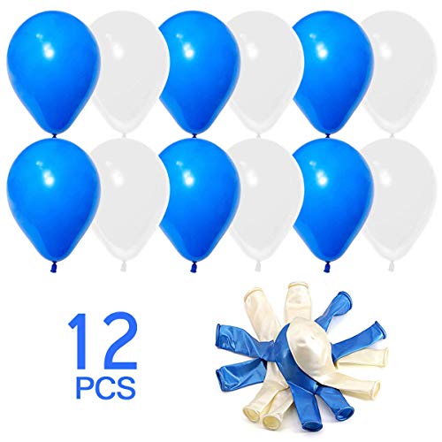 Gyvazla Decoración Cumpleaños, Happy Birthday Pancarta Azul, 9 Pompón Bola de Honeycomb, 12pcs Globos Perlados, 12pcs Banner Triangle Flags - Party Decoration Supplies para Chicas, Chicos y Adultos