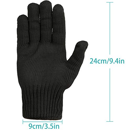 GYXTECH - Guantes de seguridad de alambre de acero inoxidable y kevlar para hombre, corte, malla metálica, carnicero, negro, 1 par